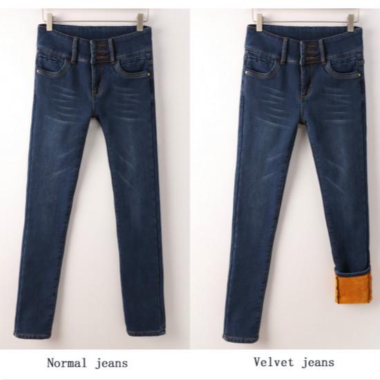 Jeans da donna con vita alta in velluto elasticizzato mamma jeans vintage caldi denim a vita alta taglie forti da donna