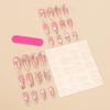 24pcs Press On Nail Short Almond False Nail With 3D Flowers Designs Glossy Artificial Full Cover Stick On Nail for Women