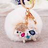 Adorable Metal Keychain Creative Little Sheep Design With Sparkling Rhinestones For Women