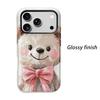 Cuddly Watercolor Teddy Bear Pink Bow Art Graphic Film Aesthetic Protective Shockproof Bumper Phone Case Cover For iPhone 14 15 16 Pro Max Plus