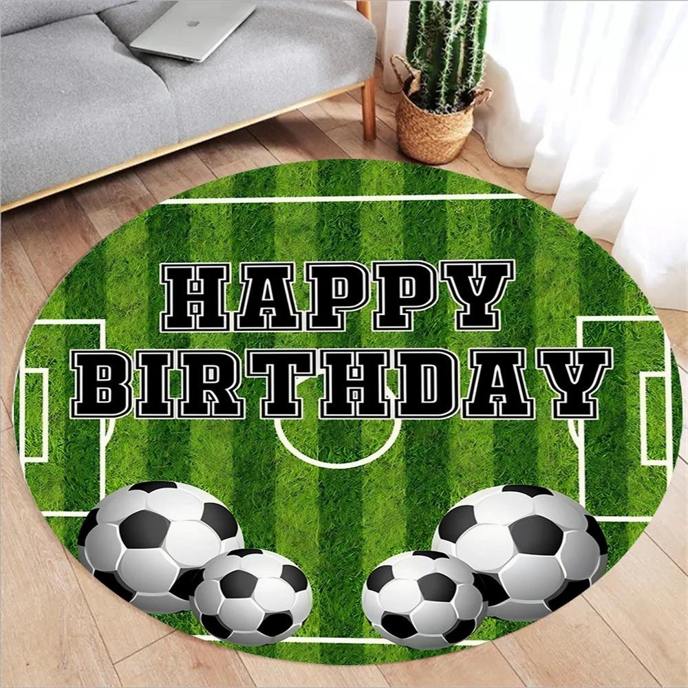 Basketball Court Round Rug Sports Stadium Pattern Soft Flannel Carpet Vibrant Design for Boys' Bedroom Game Room Sports Themed