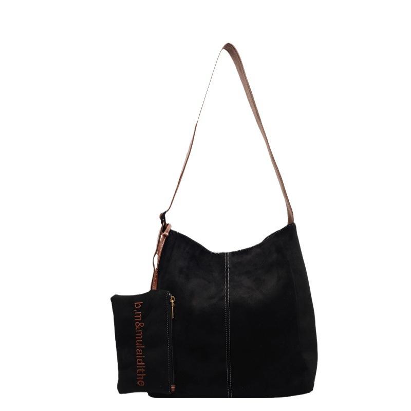 Casual Versatile Suede Large-capacity Bag Women's 2025 Autumn and Winter New Casual Shoulder Bag Wide Shoulder Strap Tote Bag