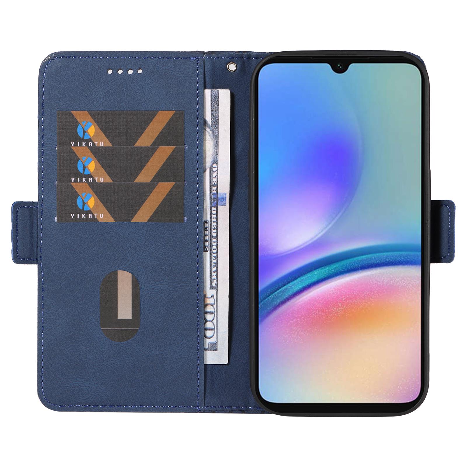 

For Samsung Galaxy A05s 4G Case Rhombus Imprinted PU Leather Wallet Cover Blue