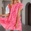 Summer New Short Sleeve Printed Dresses Women Holiday Casual Loose A-type Short Dresses For Women