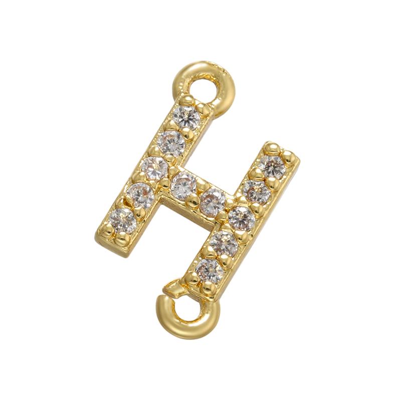 CZ Crystal 26 Initial Letter A-Z Charms Gold Plated Brass Connector for Necklace Bracelet Jewelry Accessories :VD1114