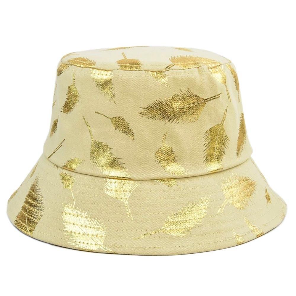 Trendy Gold Foil Fisherman Hat Korean Style Wide Brim Bucket Hat Sun Protection