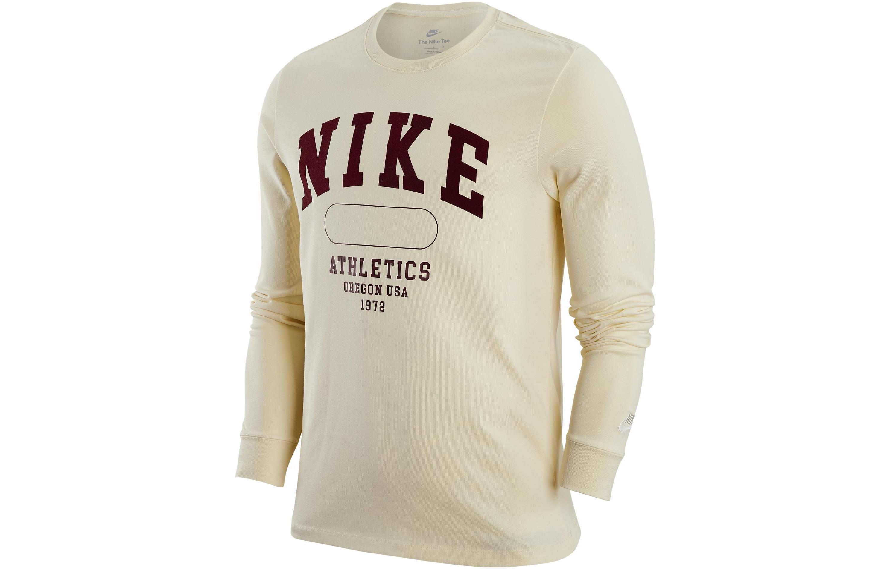 Nike T Shirts Men s Ecru Crew Neck Moderate Straight Fit FJ1173-113 XS