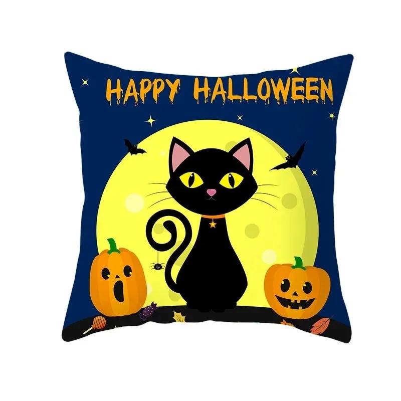 Halloween decorative cushion funny cat pillow sleeve is suitable for home living room sofa waist cushion bedroom decoration