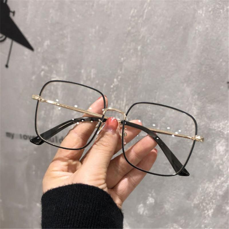 Big Size Square Myopia Glasses for Women  Anti Blue Light Computer Eyeglasses Metal Frame Prescription Eyewear 0~-6.0 Diopter