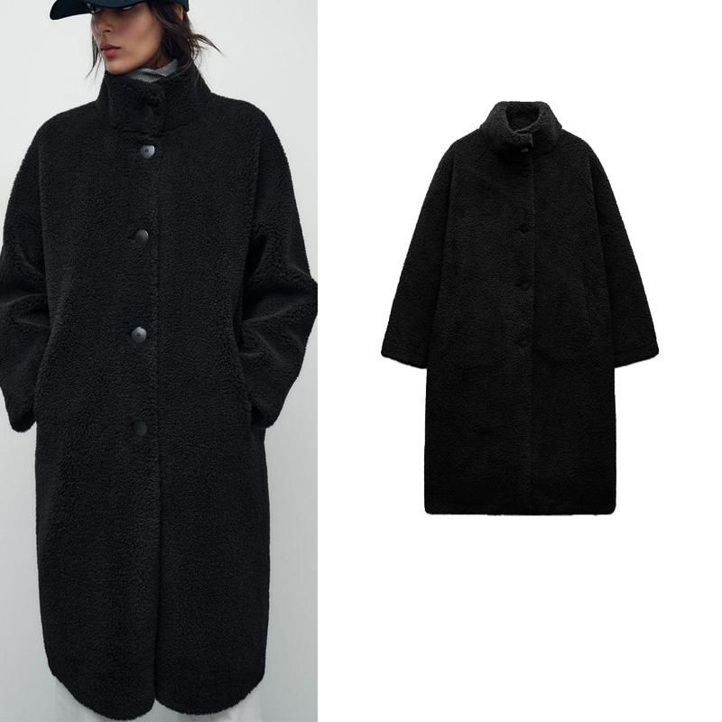 Autumn and Winter New Women clothes Western Style Fleece Long Long sleeve Stand Collar Temperament Coat Outerwear 8372301