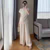 Pre-Sale 2868 Plus Size Women's Korean Style Short Sleeve & Wide Leg Pants Two-Piece Set