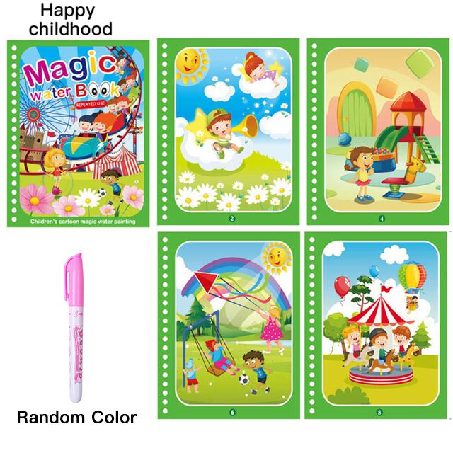 Magical Water Drawing Book Toys Variety of Themes Reusable Coloring Magic Water Drawing Book Early Education Toys for Children