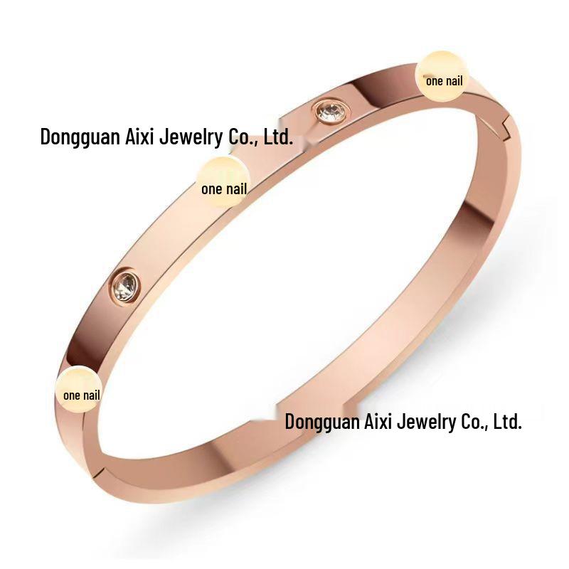 Damen Titanstahl Armband mit zehn Diamanten und Vollnagelverschluss - Nicht verblassend, einfaches Design