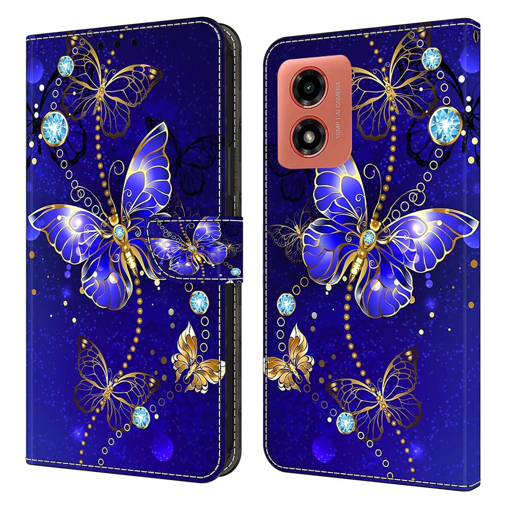 Für Motorola Moto G Play (2024) 4G Schutzhülle 3D-Musterdruck Leder Klapphandyhülle