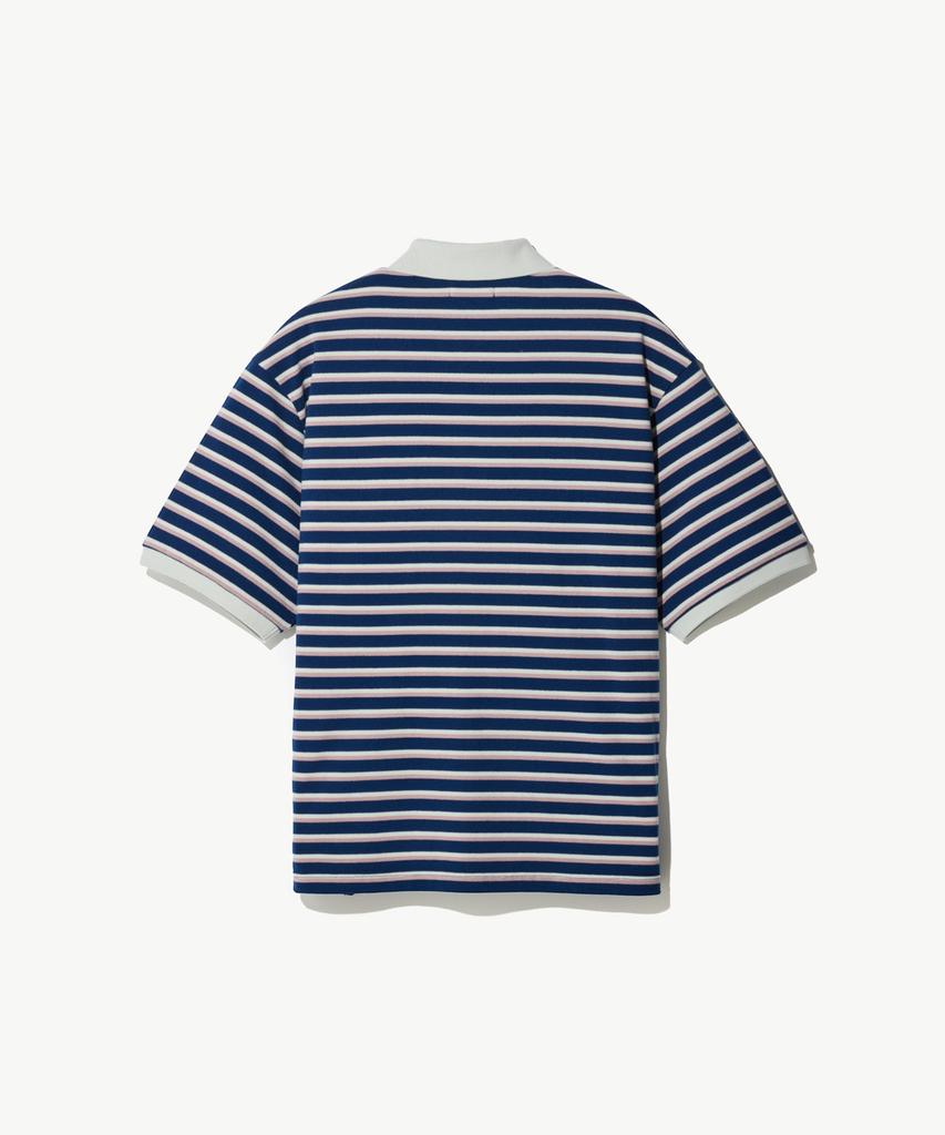 STCO Diems Striped Pattern Short Sleeve Rugby T-Shirt_Blue (Oversized)_Dtsxb63Ctl
