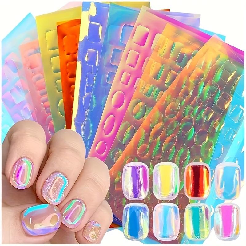 11pcs/Set Aurora Glass Foil Transfer Nail Art Stickers Kit, Self-Adhesive Colorful Nail Decals Reflective Laser Nail Paper for Nail Beauty Decoration