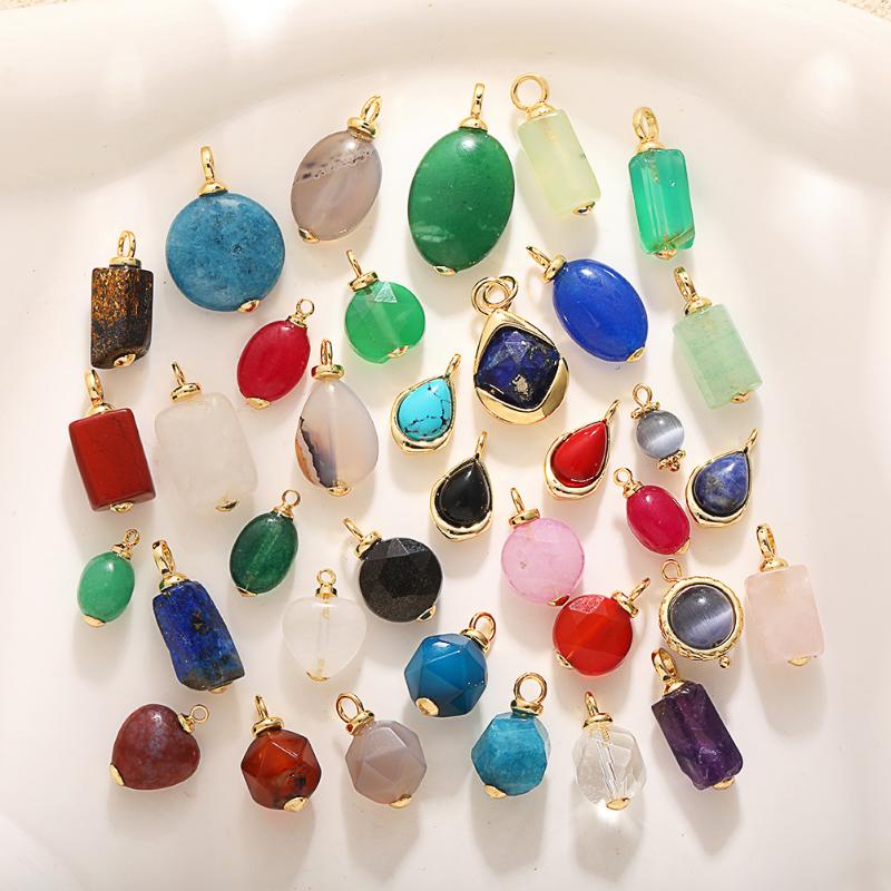 Pingente de Pedras Coloridas Para Suprimentos de Fabricação de Joias Brinco Colar Pulseira Chaveiro Acessórios DIY