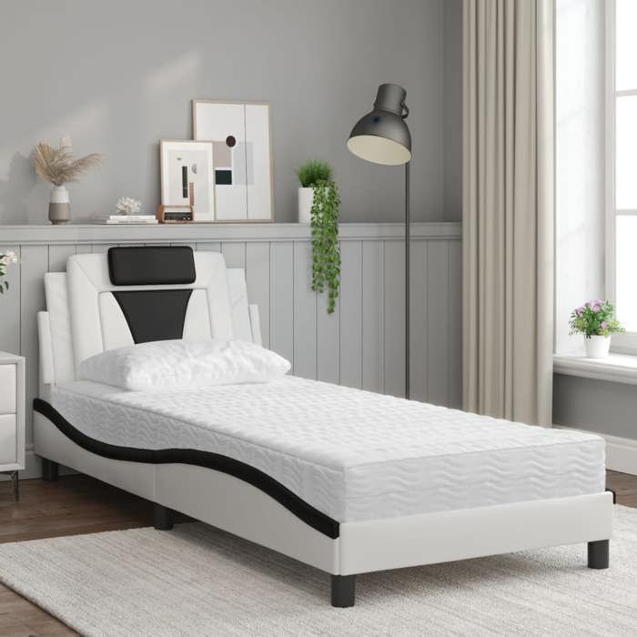 VidaXL Lit avec Matelas, Lit Rembourré avec Coussin de Tête de Lit, Lit Simple, Lit Adulte, Meuble de Chambre à Coucher 3208767