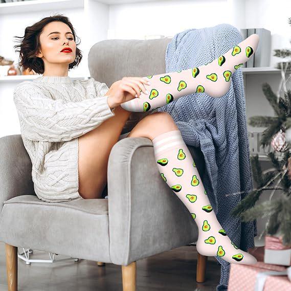 6-Pack Patterned Sports Compression Calf Socks for Running