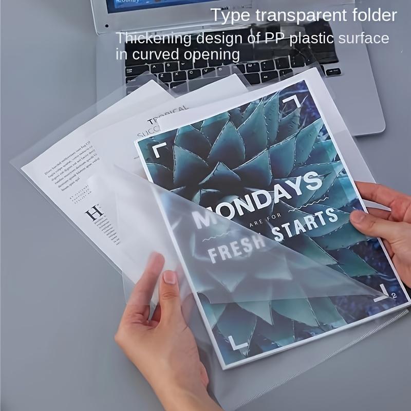 A4 Plastic File Folders - 60/30/10pcs, L-Shaped Transparent Document Protectors for Office Organization