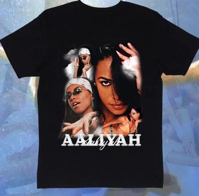 Aaliyah Sängerin Schwarzes T-Shirt Baumwolle Alle Größen S-234XL Unisex HS156 Unisex T-Shirt