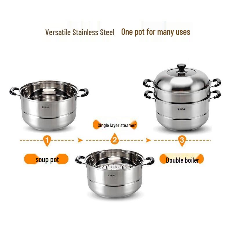 SUPOR 32cm Double-Layer Stainless Steel Steamer