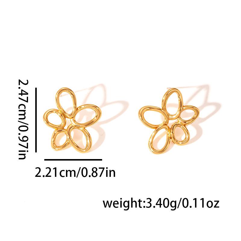 Gold Spiral Floral Stainless Steel Earrings: Elegant Lightweight Design for Women