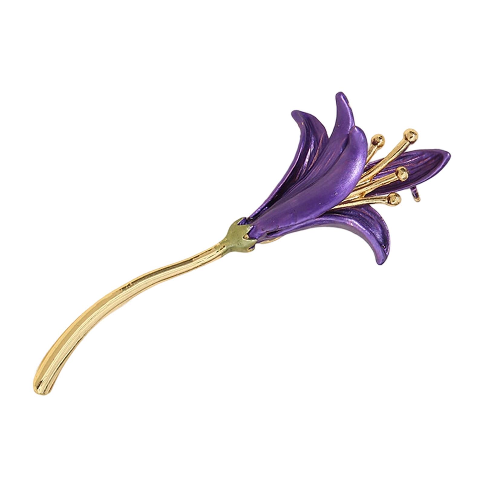 

Stylish Painted Metal Pin Elegant Daffodil Designs Sustainable Fashion Accessory for Adults фиолетовый