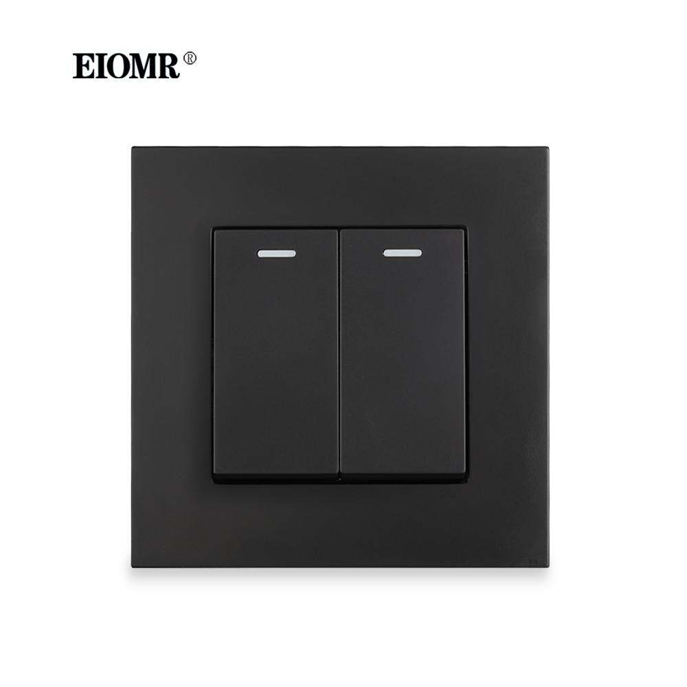 EIOMR EU/UK Standard Lichtschalter 16A 250V 2-fach 1-Wege / 2-Wege Wippschalter Großes Panel Luxus Wandtaster Unterputzschalter