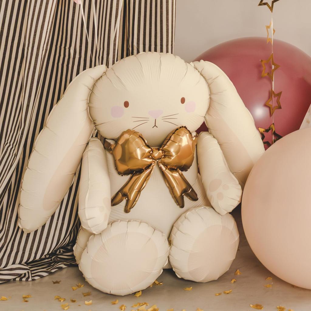 Bunny Foil Balloon PartyDeco 29x33 Inches Cute Bunny Mylar Inflatable Party Decoration for First Baby Spring Celebrations - Balloon, Birthday, Shower,