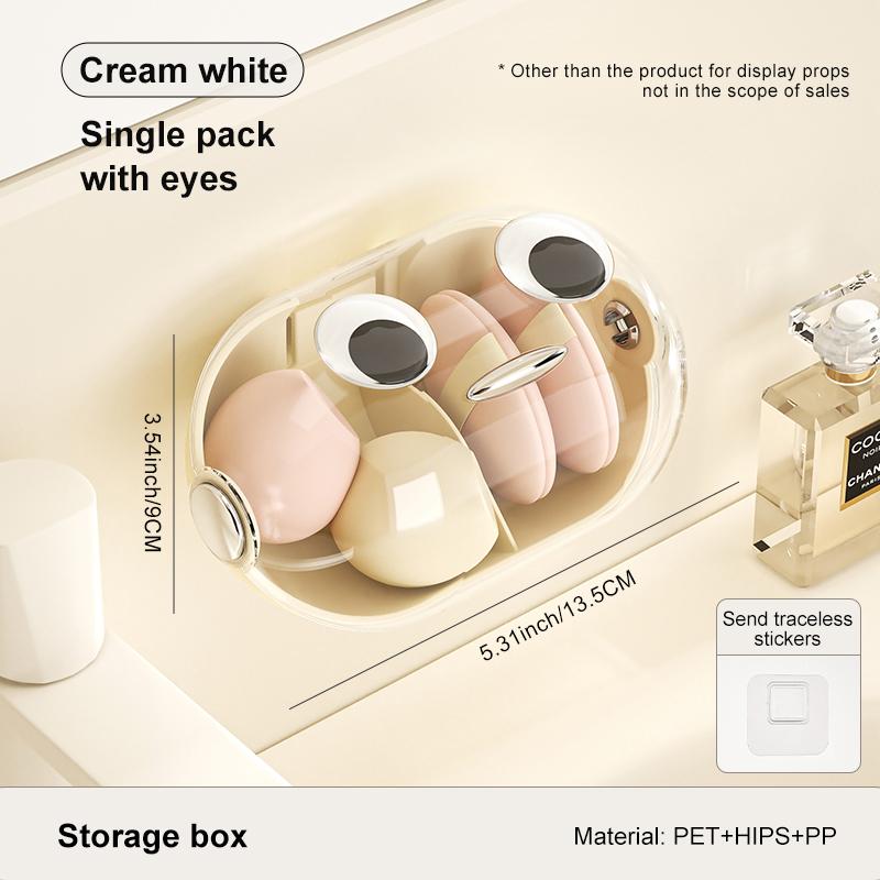 

Cosmetic storage box Household wall hanging perforation-free sealing dust proof multi-functional powder puff beauty egg storage