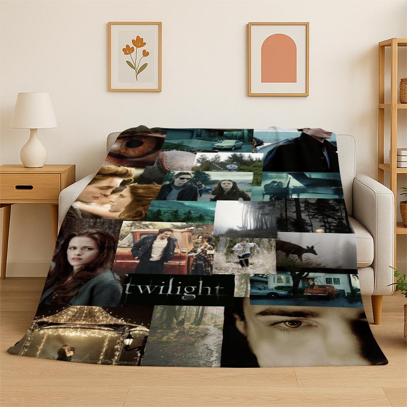 Classic Twilight Saga Edward Bella Flannel Blanket Soft Warm Throw Blanket for Bedroom Living Room Bed Travel Camping Picnic