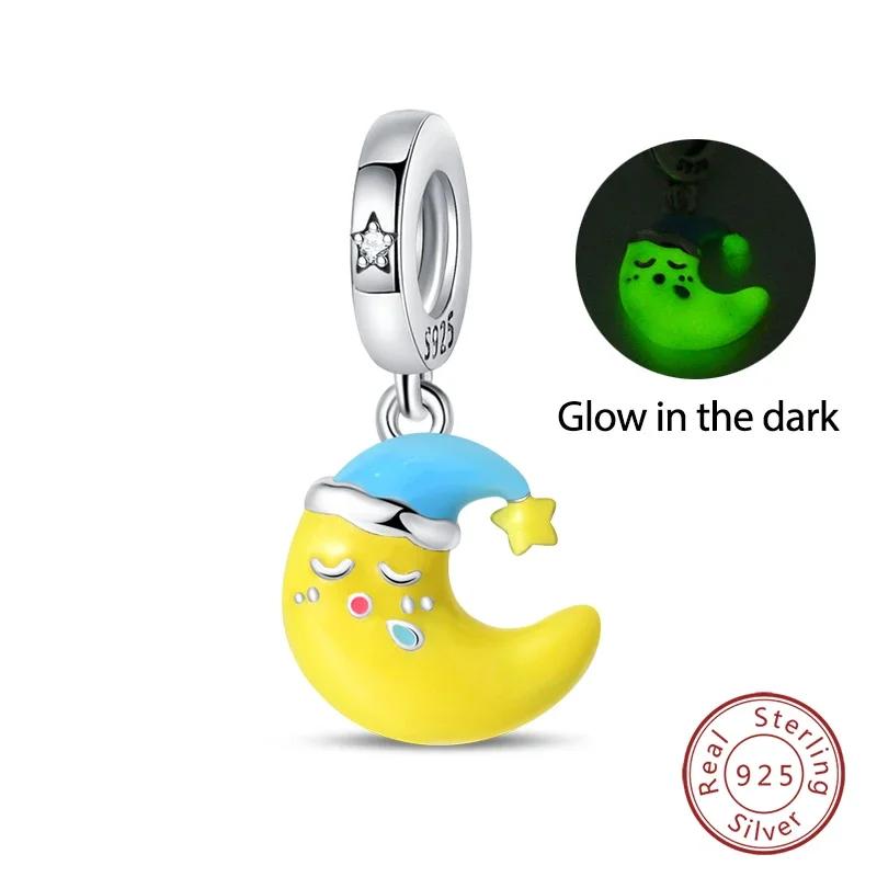 Copper Charm Chameleon Glowworm Light Bulb Firefly Star Moon Pendant Fit Original Bracelet Diy For Jewelry Making