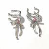 Girls New Ribbon Aesthetics Ear Clips Ballet Style Ribbon Bow-Knot Ear Cuff Women Korean Fashion Earring Jewelry Gifts