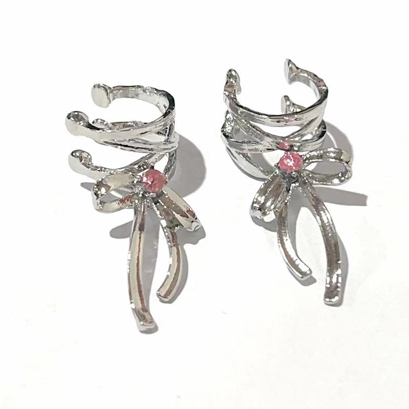 Girls New Ribbon Aesthetics Ear Clips Ballet Style Ribbon Bow-Knot Ear Cuff Women Korean Fashion Earring Jewelry Gifts