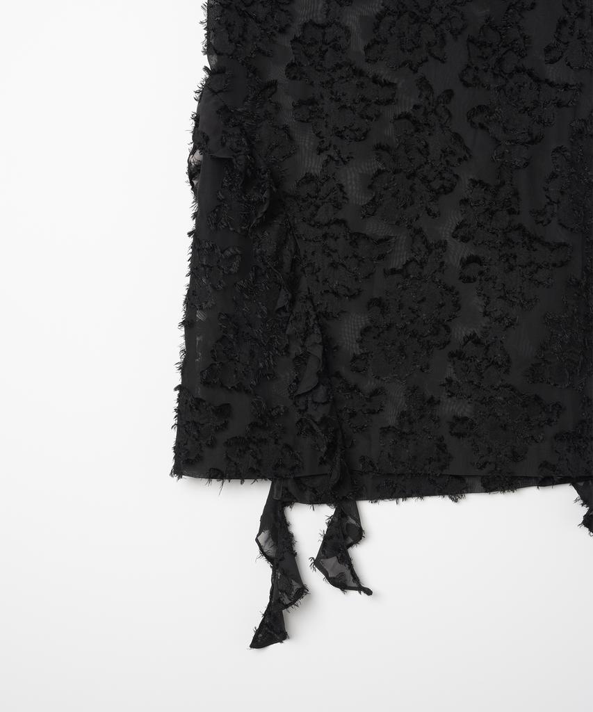 Milo Woman Sheer Ruffle Midi Skirt [Black]