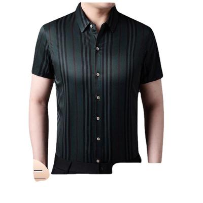 Summer Men's Fashion Trend Youth Stripes Casual Trend Stretch Shirt