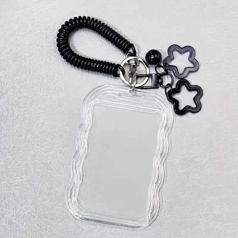 

Retractable ID Holder: Keychain+Wrist Strap, Secure Lock, AntiTheft,Transparent PVC - Durable for Students - Back-to-School Gift чёрный