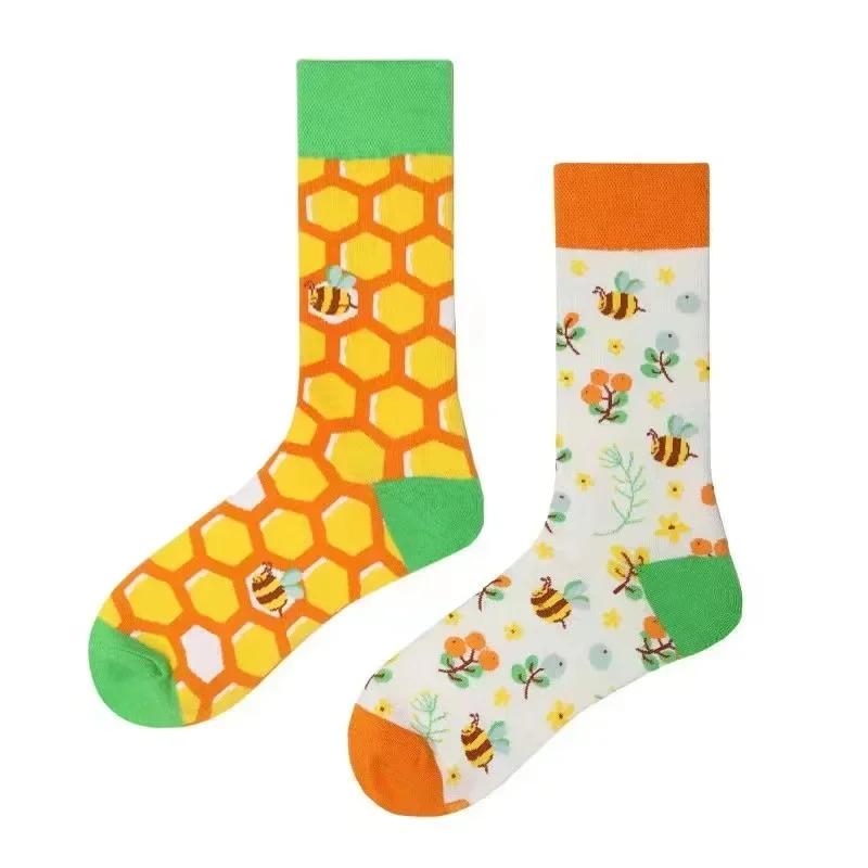 Original Design AB Mandarin Duck Asymmetric Socks Ins Street Cartoon Creative Animal and Plant Fruit Fashion Sports Cotton Socks