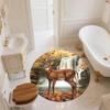 Deer by Waterfall  Round Area Rug,Carpet Rug for Living Room Bedroom Sofa Playroom Decor,Non-slip Floor Mat