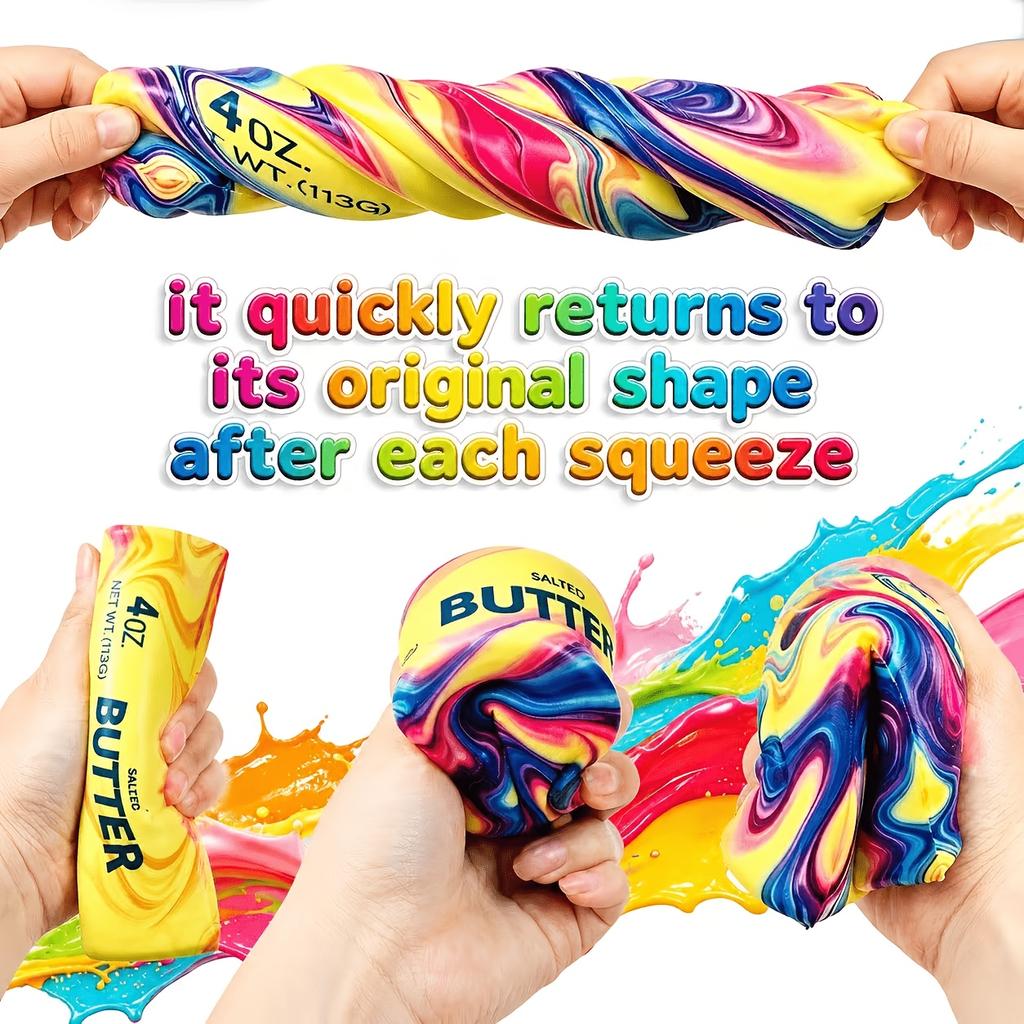 Giocattoli colorati da spremere Flowstone con colori texturizzati. Texture Morbida, Rimbalzo Lento Verso l'Alto, Giocattolo Regalo Perfetto per Alleviare lo Stress