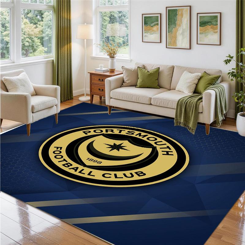 Portsmouth FC Design Kristall-Samt-Teppich Weich Dekorative Matte für Schlafzimmer Eingang