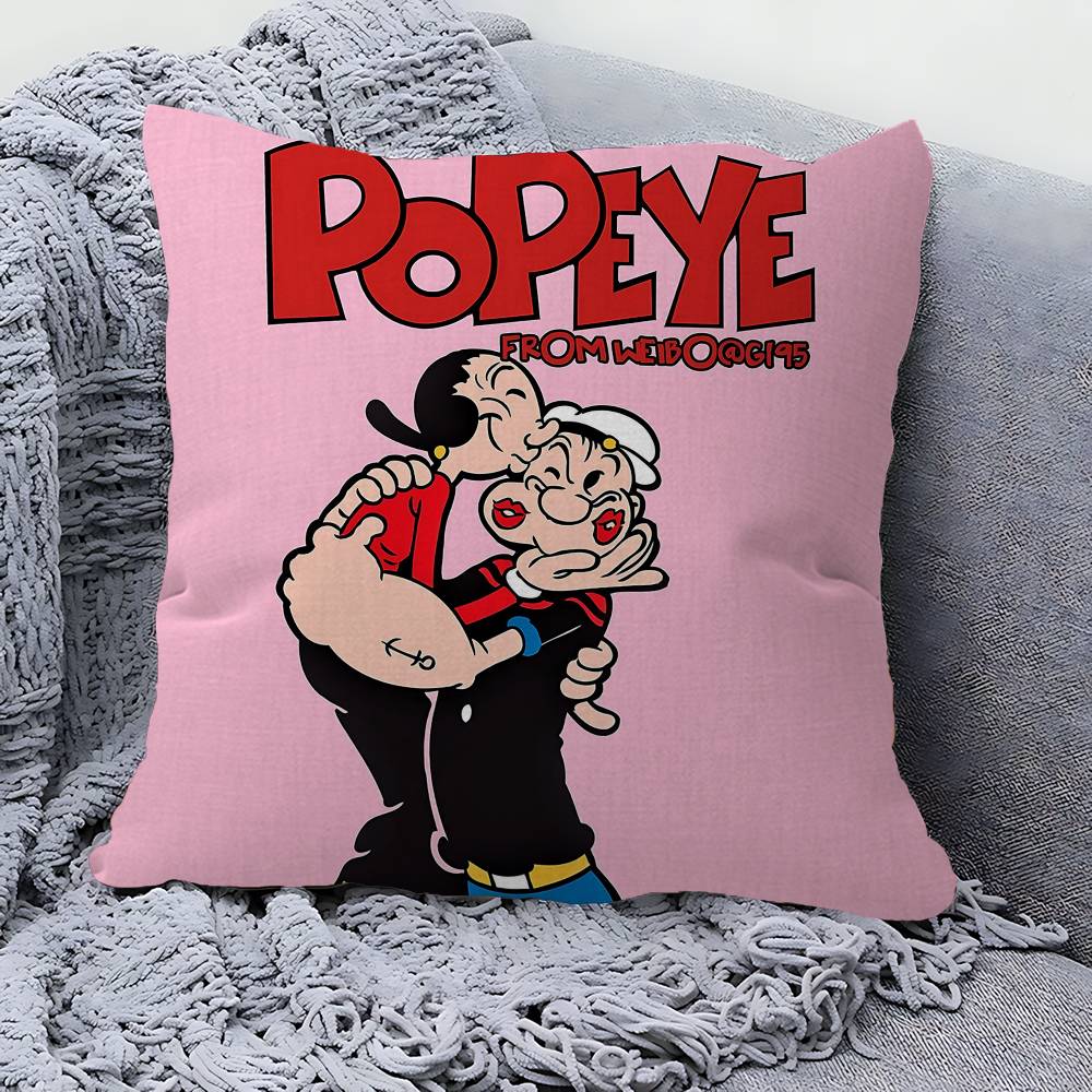 P-PopeyeS The S-Sailor cartoon Pillow Covers Cartoon Sofa Decorative Home Double-sided Printing Short Plush Cute Cushion Cover