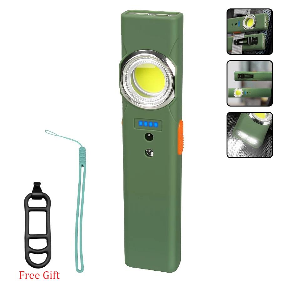 Magnetic Dual Light Flashlight 600 LM Rechargeable Torch, 6 Modes Portable Work Lamp for Job Site/Emergency/Camping/Outdoor Use