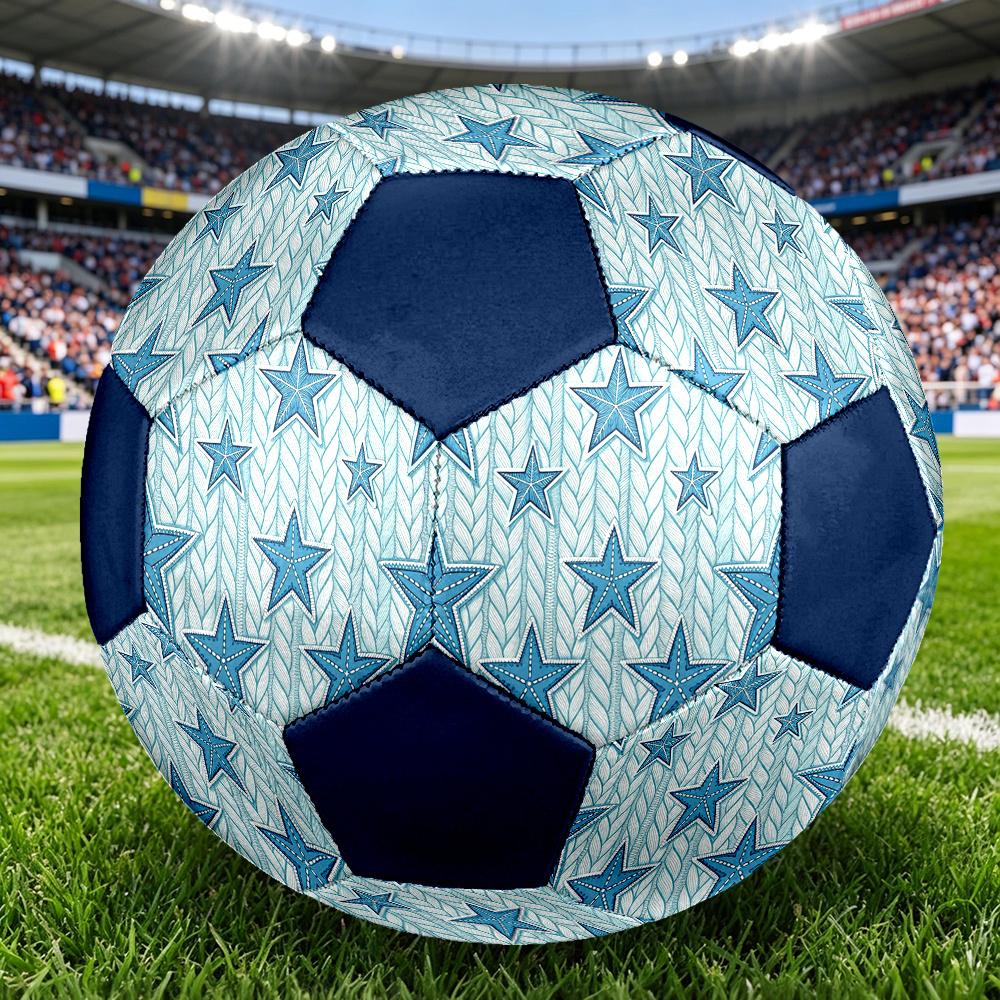 1pc Blue Starfish Knit Durable Soccer Ball/Football, Size 5, Perfect for Training, Entertainment And Competition,Gift Yy26060676