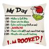 Grinch Linen Throw Pillowcase Holiday Sofa Office Cushion Pillowcase Green Furry Christmas Pillowcase