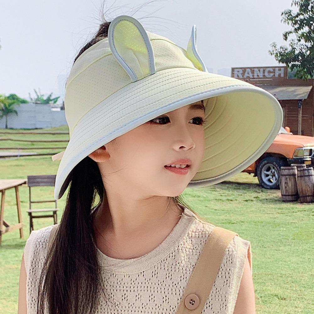 Korean Style Rabbit Ear Sunhat Adjustable Children Fishman Hat Cute Wide Brim Peaked Cap  Spring