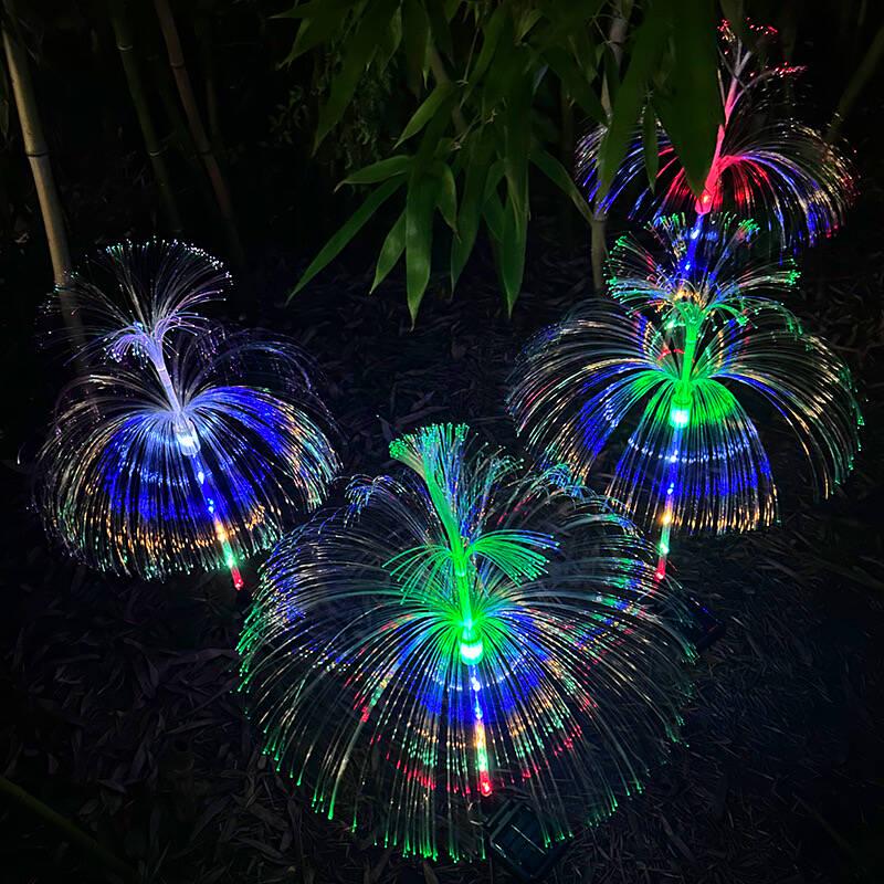 Outdoor Color-Changing LED Jellyfish Garden Lights with Solar Fiber Optics