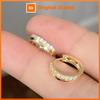 Huitan Chic Hoop Earrings Metal Gold Color/Rose Gold Color Modern Fashion Women Circle Earrinsg with CZ Brilliant Jewelry