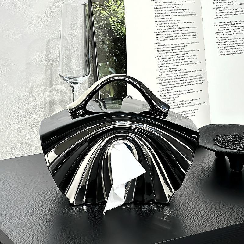 

Luxury Ceramic Tissue Box Creative Handbag Tissue Boxes Living Room Desktop Storage Case Kitchen Napkin Storage Case Ornament